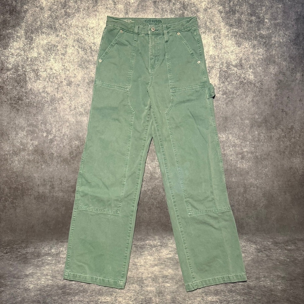 Arizona Jean Co Womens 3 Green Carpenter Double Knee Jeans Utility‎ Highest Rise
